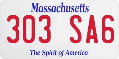 MA license plate 303SA6