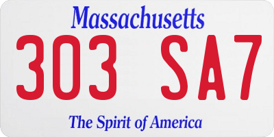 MA license plate 303SA7