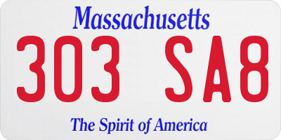MA license plate 303SA8