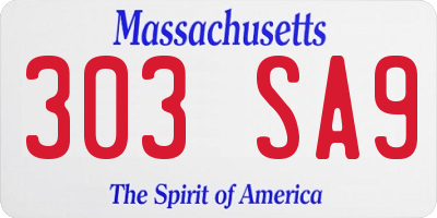 MA license plate 303SA9