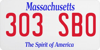 MA license plate 303SB0