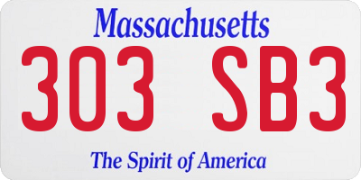 MA license plate 303SB3