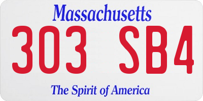 MA license plate 303SB4
