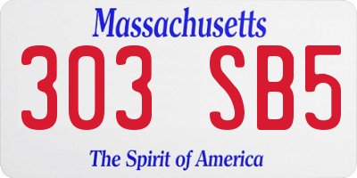 MA license plate 303SB5