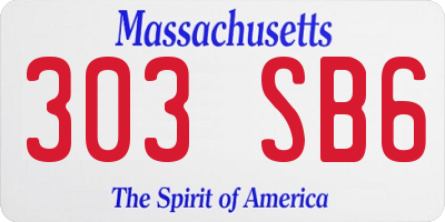 MA license plate 303SB6