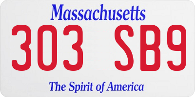MA license plate 303SB9