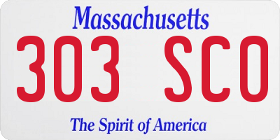 MA license plate 303SC0