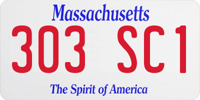 MA license plate 303SC1