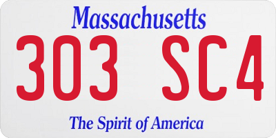 MA license plate 303SC4