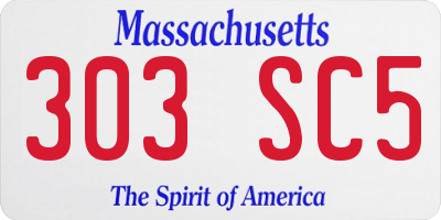 MA license plate 303SC5