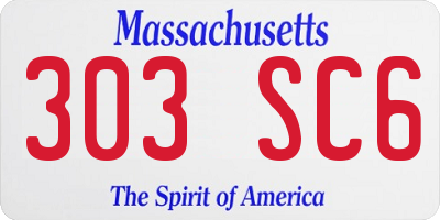 MA license plate 303SC6