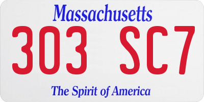 MA license plate 303SC7
