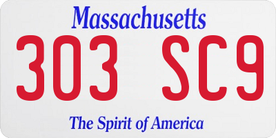 MA license plate 303SC9