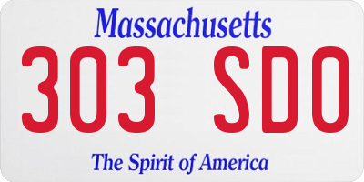 MA license plate 303SD0