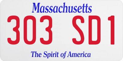 MA license plate 303SD1