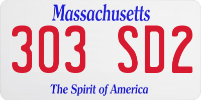 MA license plate 303SD2