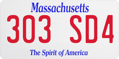 MA license plate 303SD4