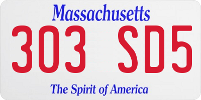 MA license plate 303SD5