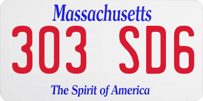 MA license plate 303SD6