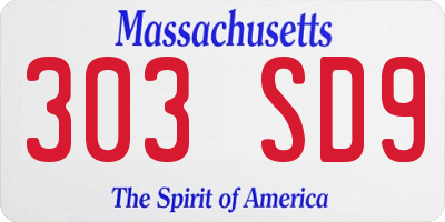 MA license plate 303SD9