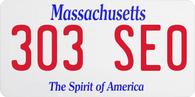 MA license plate 303SE0