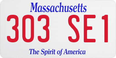 MA license plate 303SE1