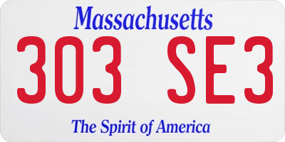 MA license plate 303SE3