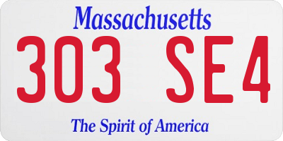 MA license plate 303SE4