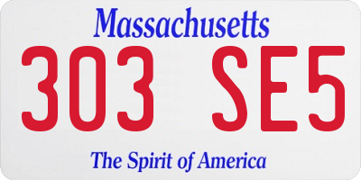MA license plate 303SE5