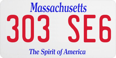 MA license plate 303SE6
