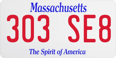 MA license plate 303SE8