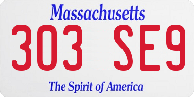 MA license plate 303SE9