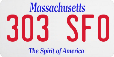 MA license plate 303SF0