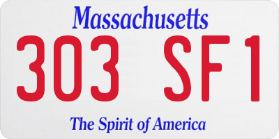 MA license plate 303SF1