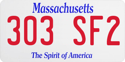 MA license plate 303SF2