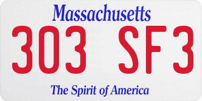 MA license plate 303SF3