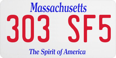 MA license plate 303SF5