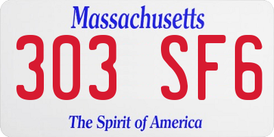 MA license plate 303SF6