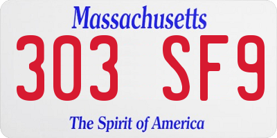 MA license plate 303SF9
