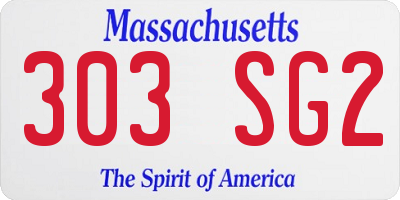 MA license plate 303SG2