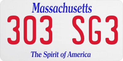 MA license plate 303SG3