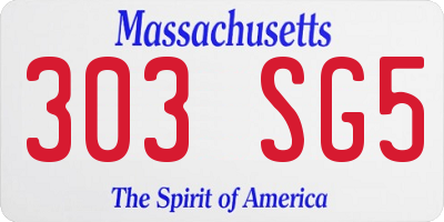 MA license plate 303SG5
