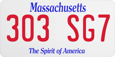 MA license plate 303SG7