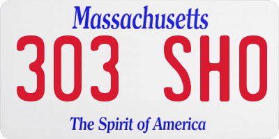 MA license plate 303SH0