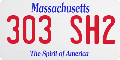 MA license plate 303SH2