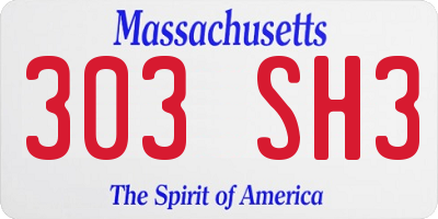 MA license plate 303SH3
