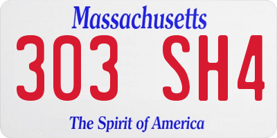 MA license plate 303SH4