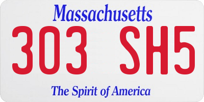 MA license plate 303SH5