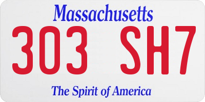 MA license plate 303SH7