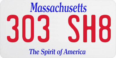 MA license plate 303SH8
